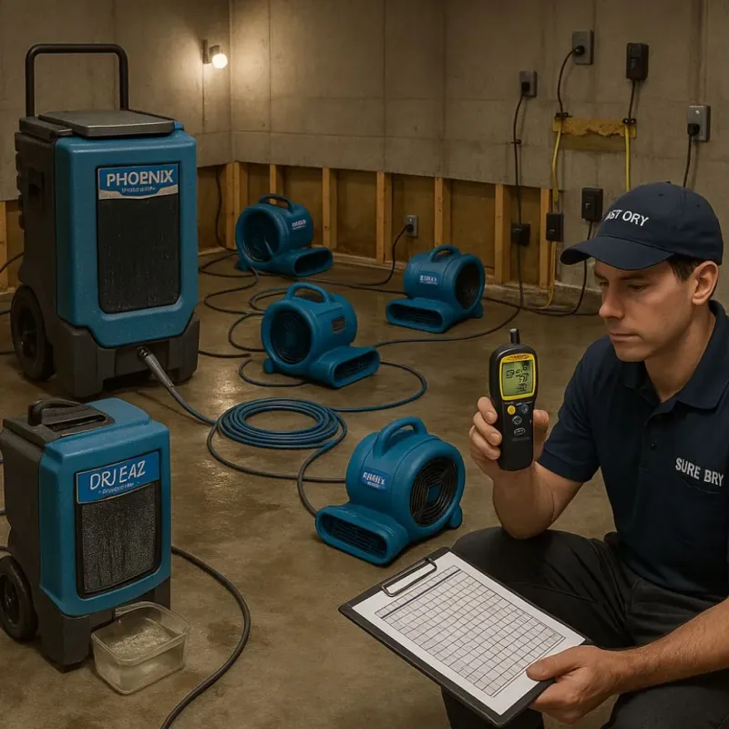 Structural Drying and Dehumidification process in Parshall, ND